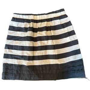 Ann Taylor Linen Skirt Sz XS Black And Ivory Fully‎ Lined Elastic Waistband